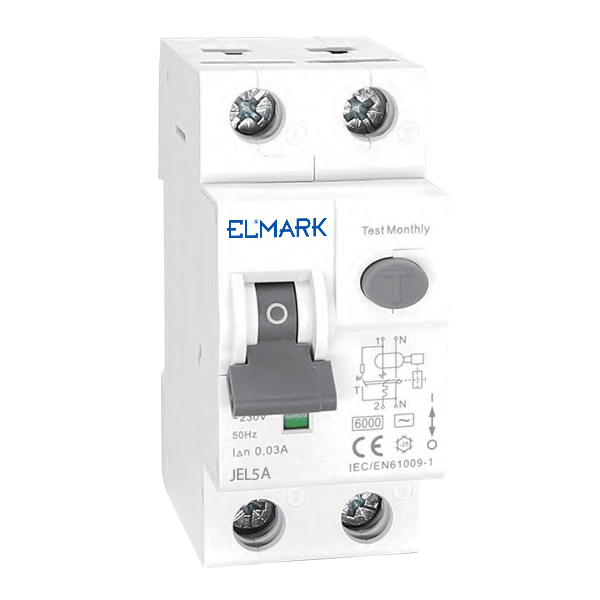 Intrerupator Diferential -  RCBO, Tip A, Curba C, JEL5A 6kA, 2P, 32A, 300mA - Elmark, 40033A