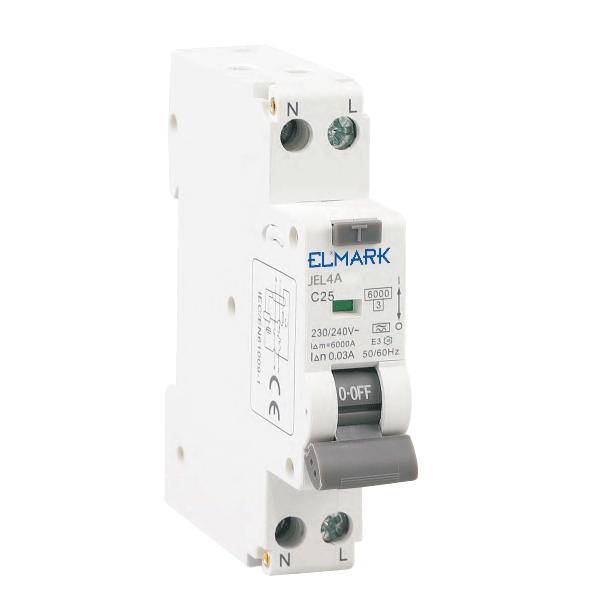 Intrerupator Diferential 1P+N Curba C Tip A RCBO JEL9A 6kA 16A 30mA - Elmark 40502A