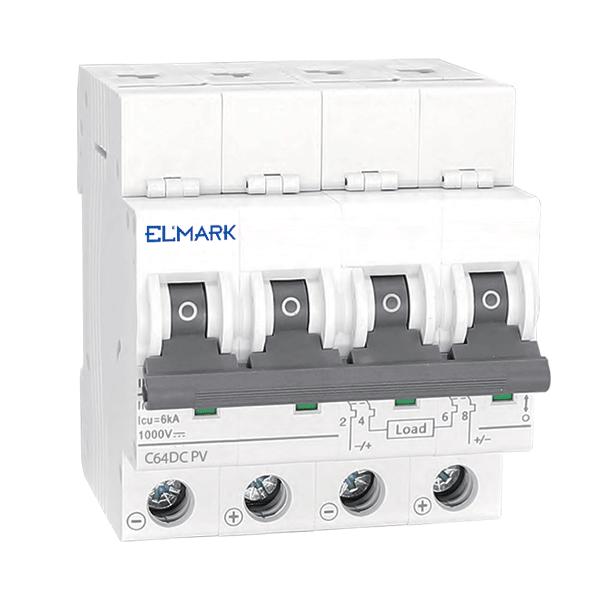 Siguranta electrica automata DC64 16A 4P 6KA 1000V curect continuu Curba C pentru sisteme fotovotaice