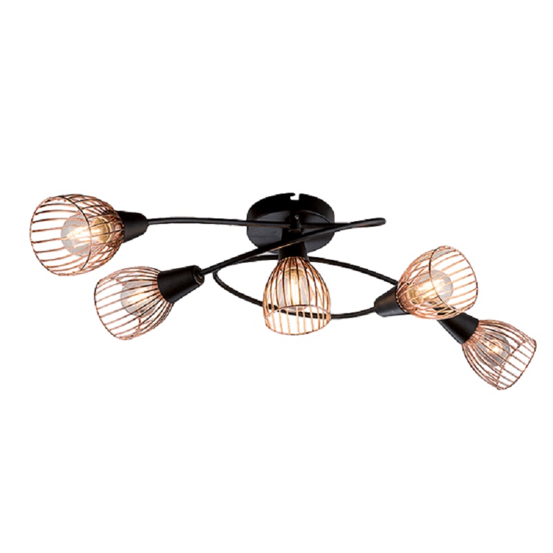Lustra Elmark 5X E14 Ambix Negru/Cupru 955Ambix5