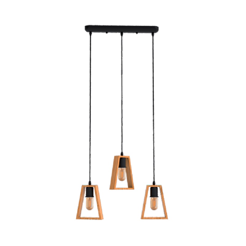 Pendul, Elmark, Ronny, 3X E27, Negru/Lemn, 955Ronny3