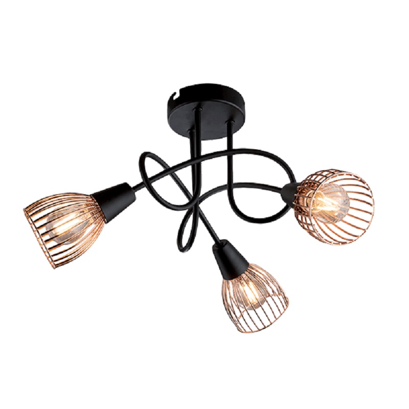 Lustra, Elmark, 3X E14, Ambix, Negru/Cupru, 955Ambix3R