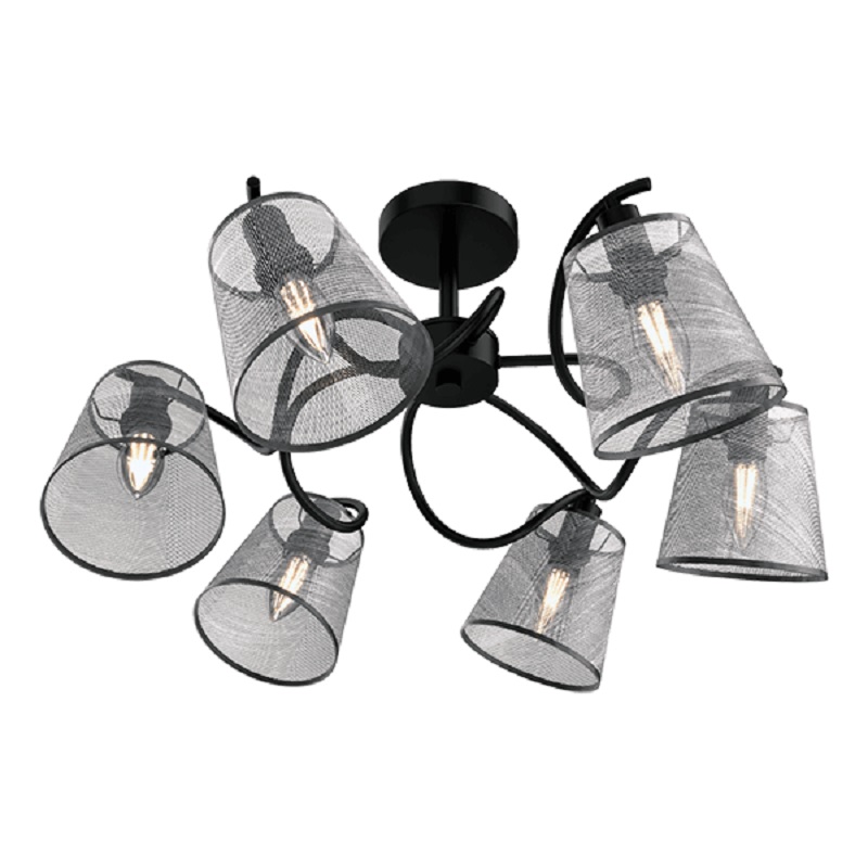 Candelabru, Elmark, Jasmine, 6XE14, Negru Gri, 955JASMINE6