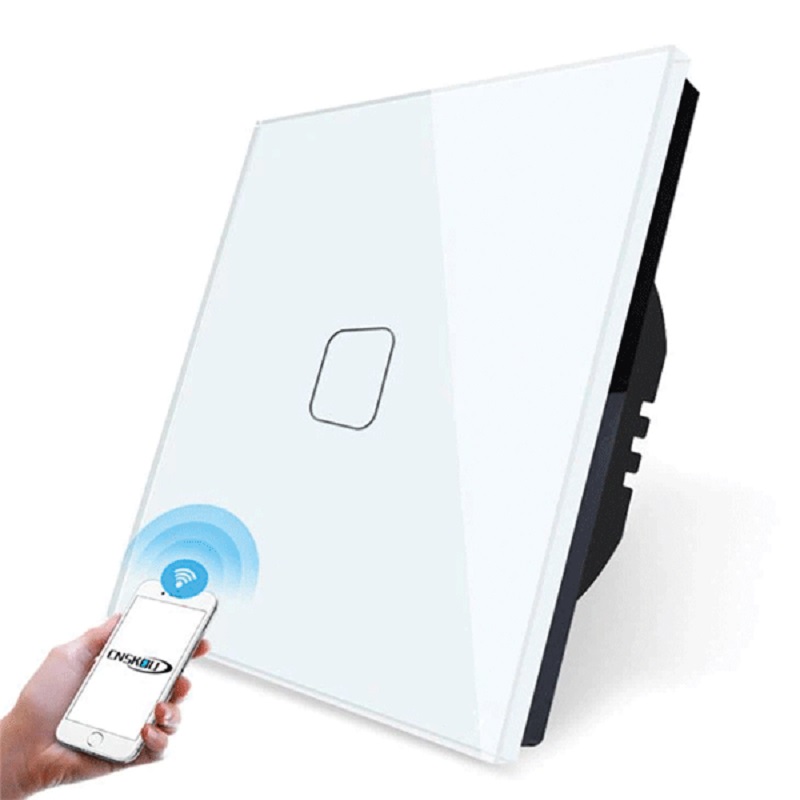 Intrerupator simplu Touch alb sticla 1000W inteligent Smart Wi-Fi, 195007/WH