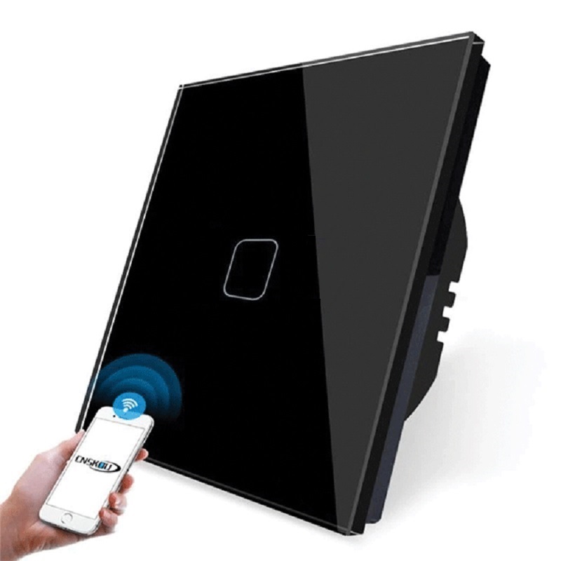 Intrerupator simplu Touch negru sticla 1000W inteligent Smart Wi-Fi, 195007/BL 