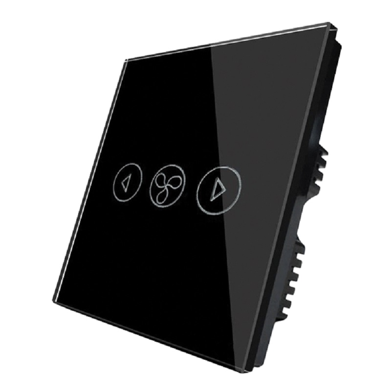 Comutator inteligent ventilator Smart Wi-Fi touch negru sticla 300W, 195010/BL