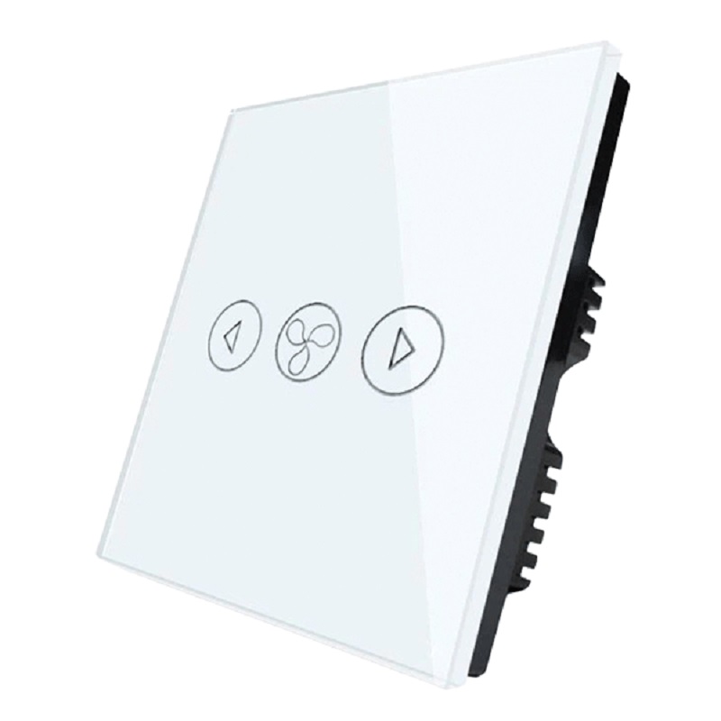 Comutator inteligent ventilator Smart Wi-Fi touch alb sticla 300W, 195010/WH