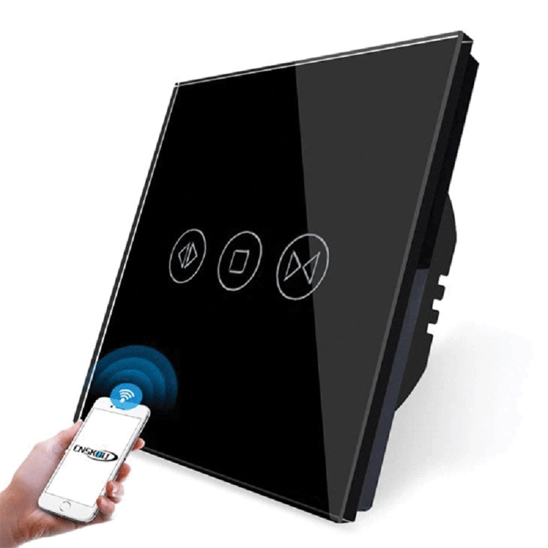 Comutator inteligent draperii Smart Wi-Fi touch negru sticla 1000W 195011/BL
