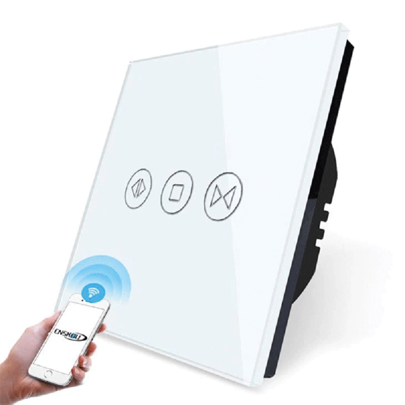 Comutator inteligent draperii Smart Wi-Fi touch alb sticla 1000W, 195011/WH 