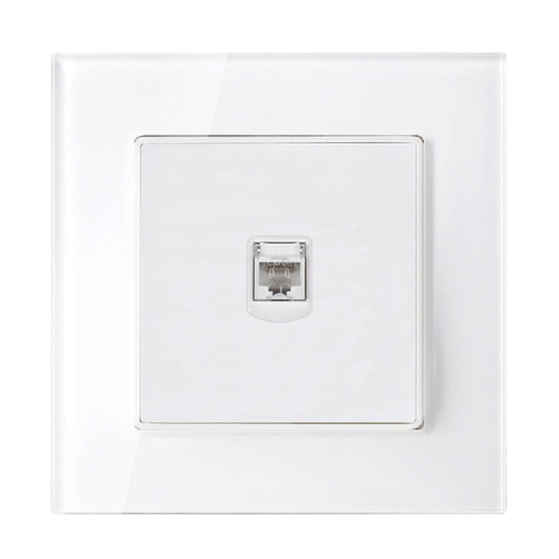 Priza de date RJ45 cu rama de sticlă albă, 195027/WH 