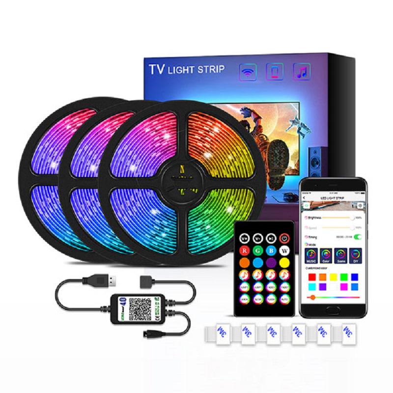 Banda RGB cu telecomanda pentru TV, USB Bluetooth de 3 metri cu 90 LED-uri 5V/5A