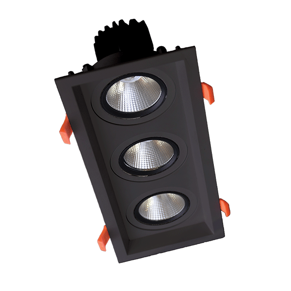 Spot LED, Triplu, Mobil, 3X15W, 230V, 3000K, Negru