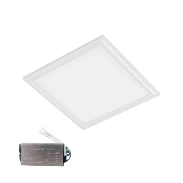 LED Panel, Incastrat, 40W, 4000K, 595x595mm, Rama Alba, + Kit Emergenta