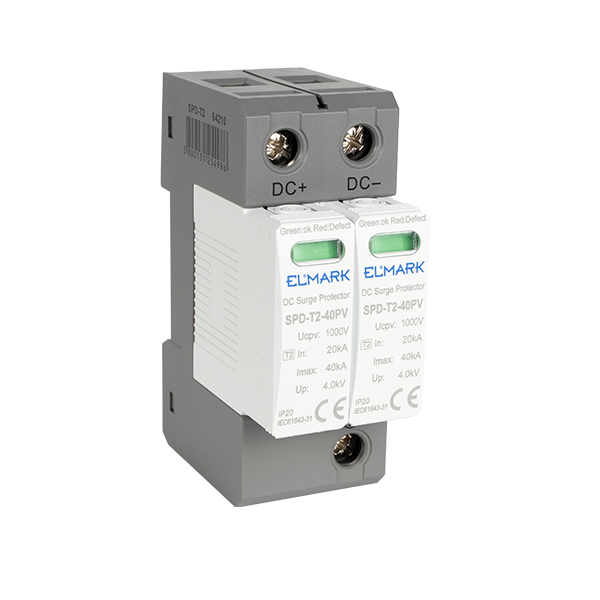 Descarcator T2 2P SPD DC 1000V 40kA curent continuu pentru sisteme fotovotaice 64210
