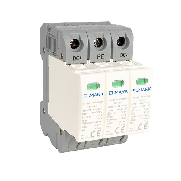 Descarcator T1+T2 3P SPD DC 1000V 12.5kA curent continuu pentru sisteme fotovotaice