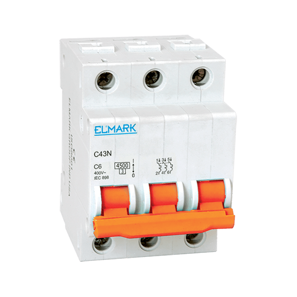 Siguranta electrica automata Elmark 4.5kA 6A 3P Curba C 71306,