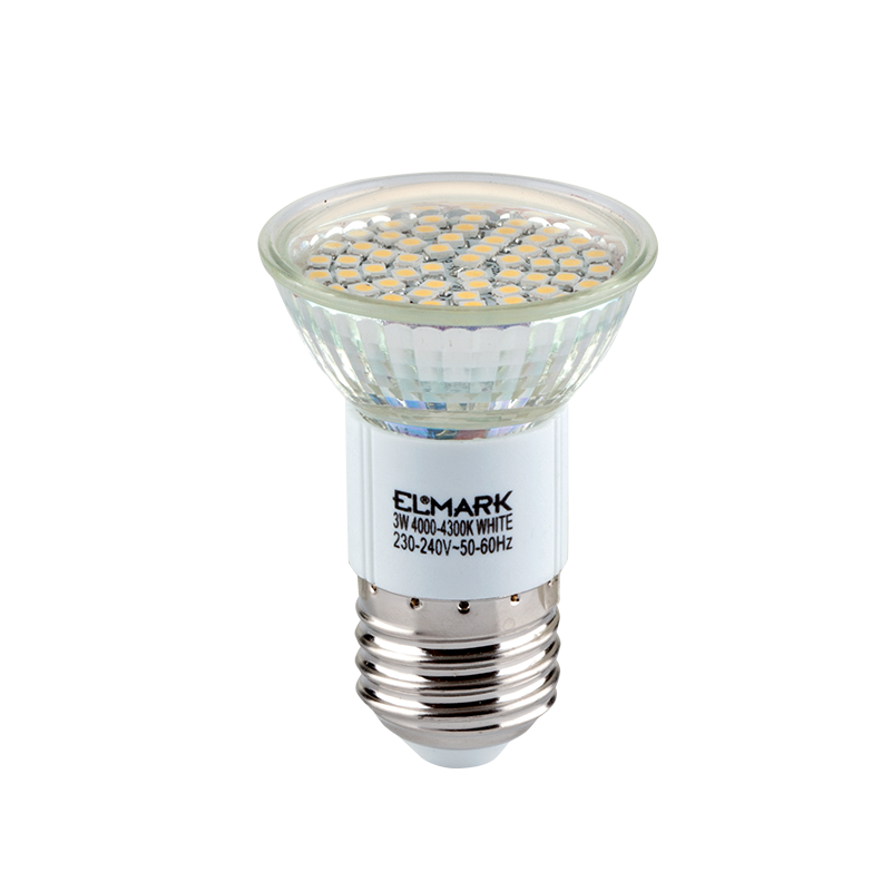 Bec Cu LED, LED60SMD3528 3W E27 230V Alb, Elmark, 99LED413 