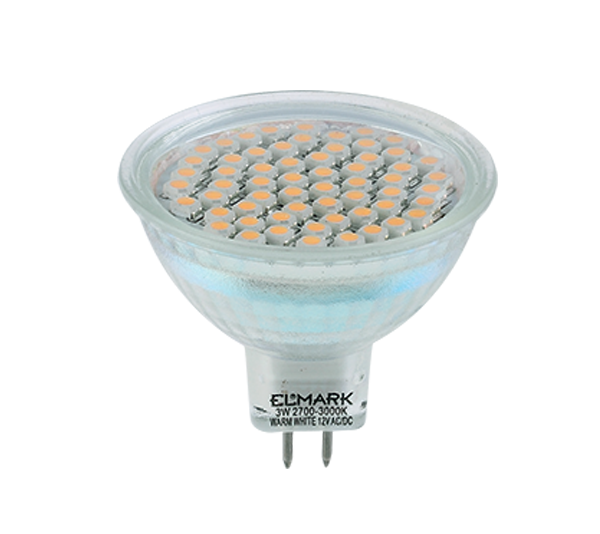 Bec Cu LED, LED60SMD3528 3W GU5.3 12V Rosu, Elmark, 99LED402