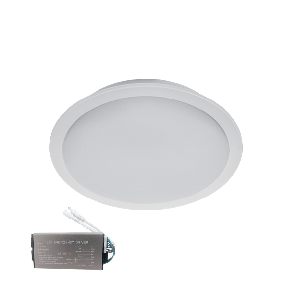 LED PANEL, Rotund, 18W 6500К D225 IP65+ KIT Emergenta, Elmark, 99LED617IP65CWE