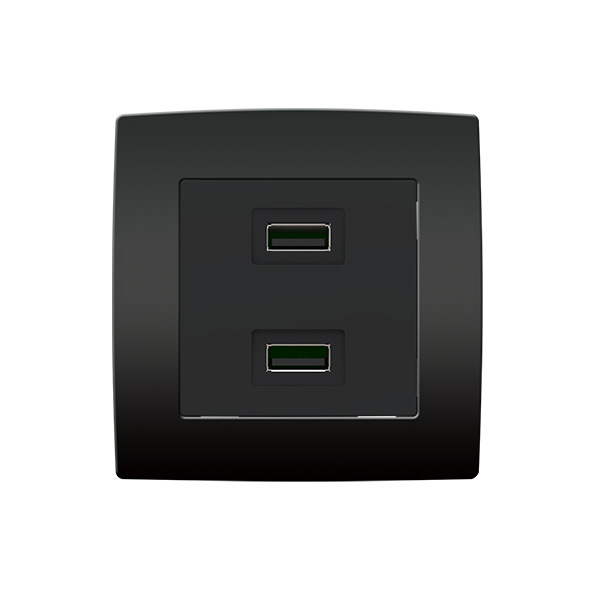 Priză dublă cu USB City antracit Elmark 193751