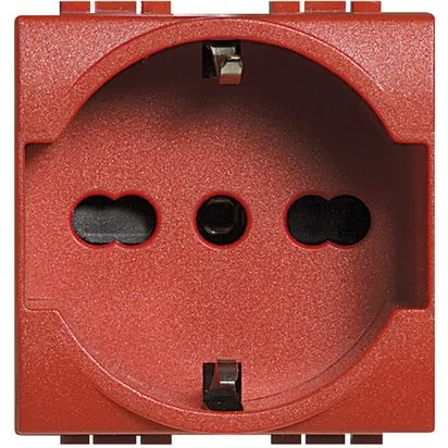 Priza Schuko rosie Standard Italian/German 2P+T 16A 250 Vac - Bticino Living Light - L4140/16R