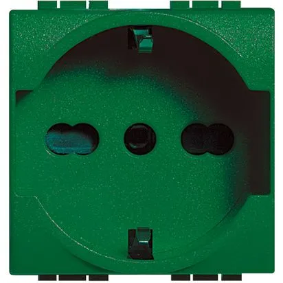Priza Schuko Verde, standard German/Italian 2P+T 16A 250 Vac - Bticino Living Light - L4140X16V 