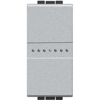Intrerupator cu revenire axial Aluminiu 1 modul 10 AX 250 Vac cu borne automate - Bticino Living Light - NT4055AN