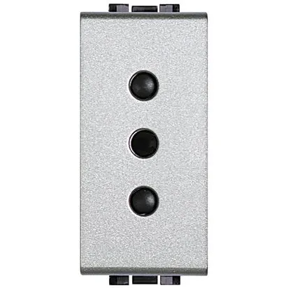 Priza Standard Italian, Aluminiu, 2P+T 10A 250 Vac 1 modul - Bticino Living Light - NT4113