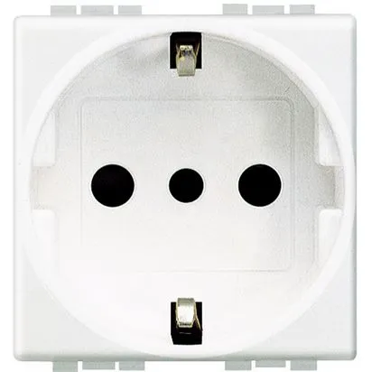 Priza Schuko standard German/Italian, Alba, 2P+T 16A, 2 module - Bticino Living Light - N4140 