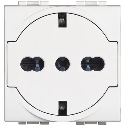 Priza Schuko plata, Alba, standard Italian/German, 2P+E 16 A 250 Va.c. - Bticino Living Light - N4140/16F