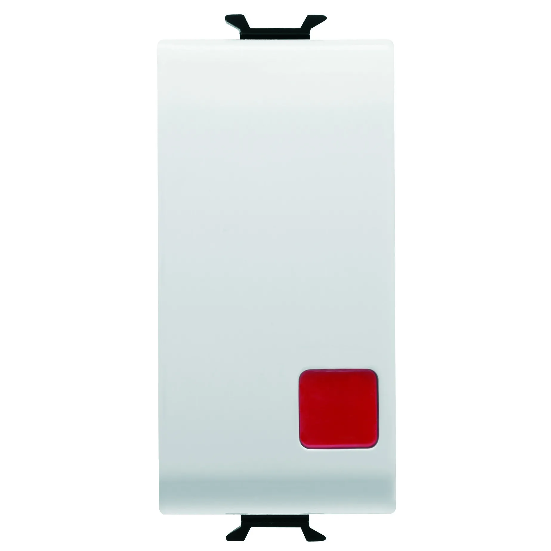 Buton, cu, revenire, 1P, 250V, c.a., NC+NO, 16A, stop, lentila, rosie, 1, modul, alb, lucios, Gewiss, Chorus, GW10138