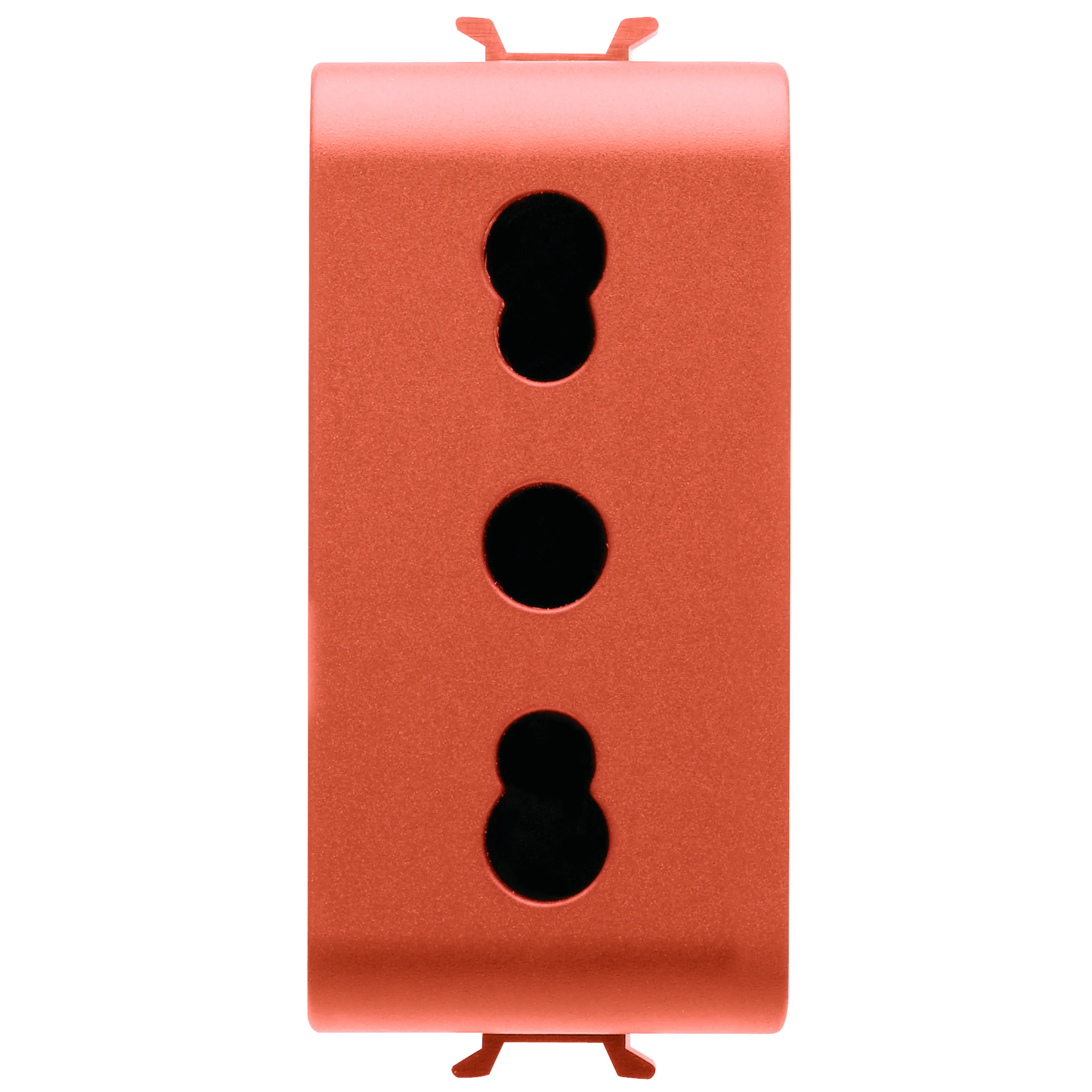 Priza, standard, Gewiss, Chorus, italiana, 250V, c.a., pentru, linii, dedicate, 2P+E, 16A, cu, amperaj, dublu, P11-P17, 1, modul, portocaliu, GW10233