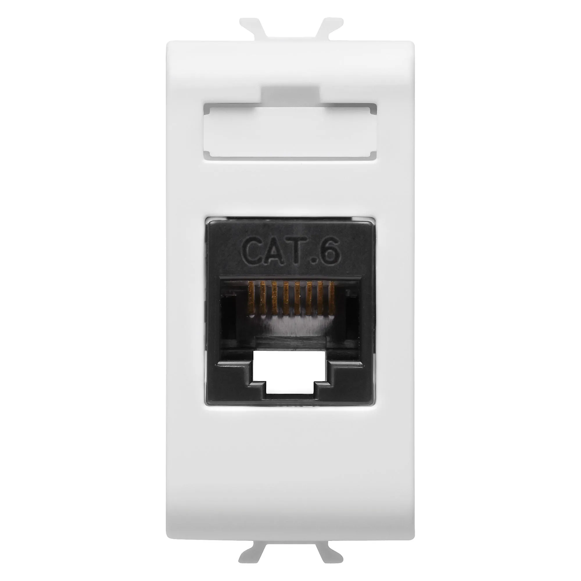 Priza, RJ45, Gewiss, Chorus, categoria, 6, UTP, 1, modul, alb, lucios, antibacterian, GW10423AB 