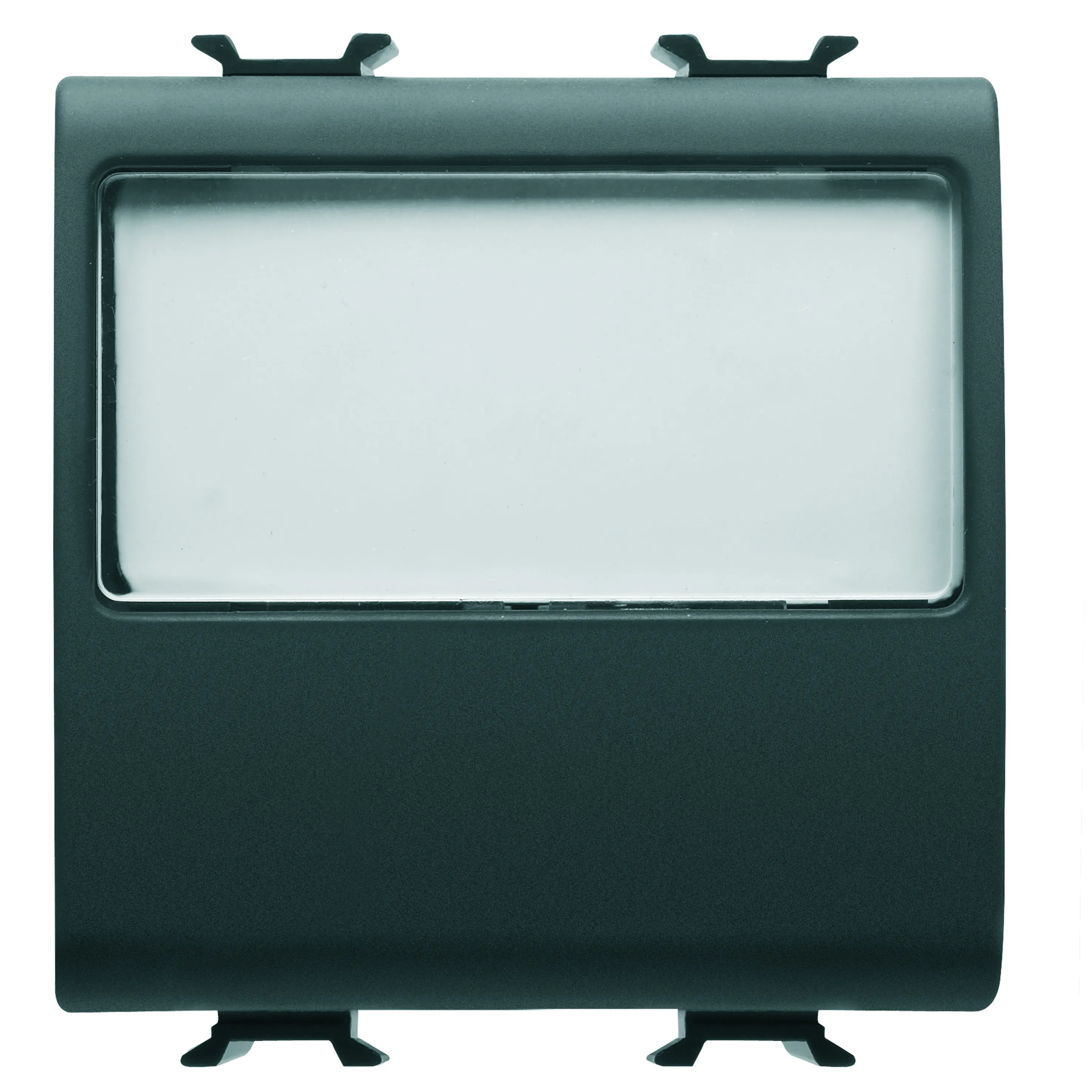 Buton, cu, revenire, cu, placuta, identificare, iluminabila, 250V, NO, 10A, 2, module, negru, satinat, Gewiss, Chorus, GW12191