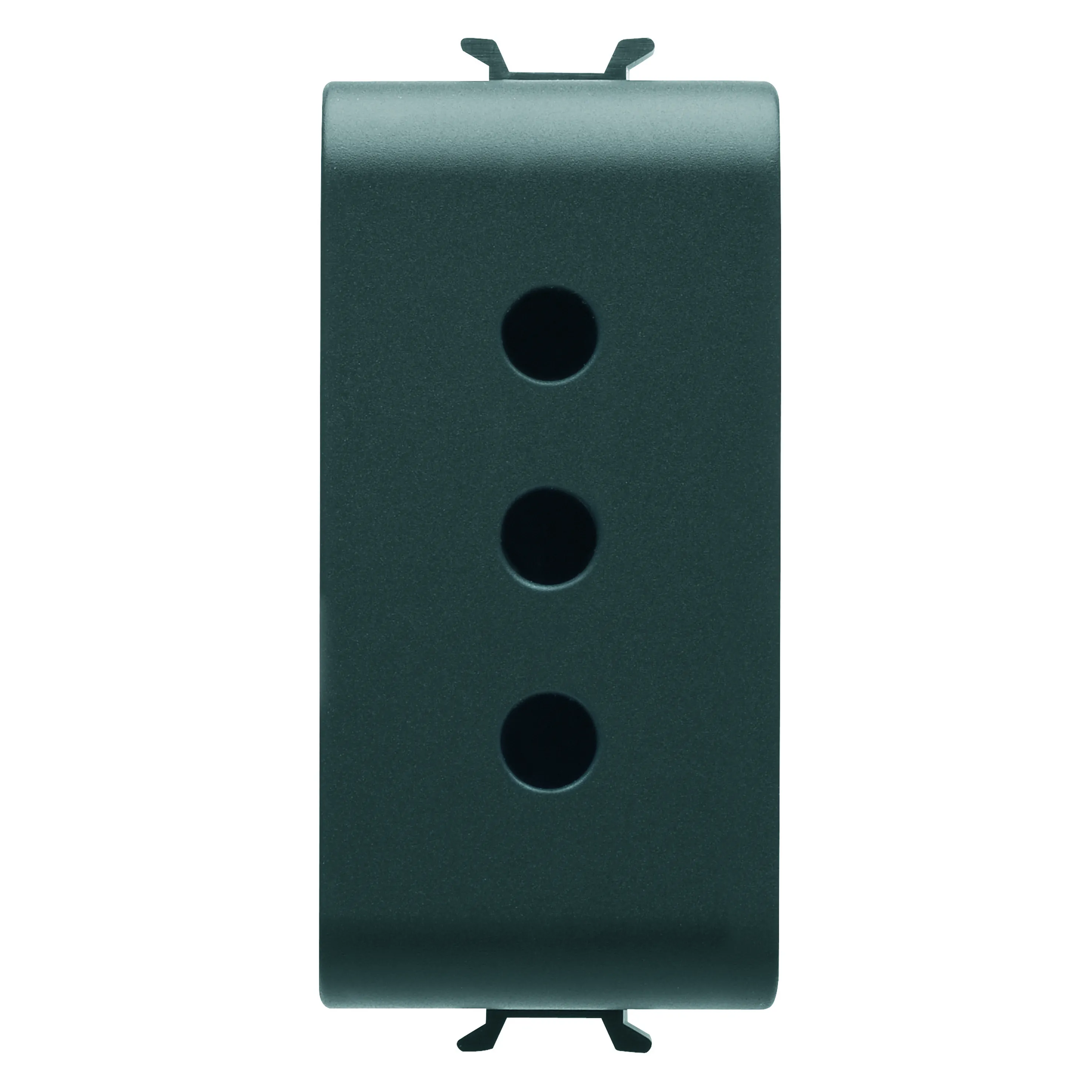 Priza, standard, Gewiss, Chorus, italiana, 250V, c.a., 2P+E, 10A, P11, 1, modul, negru, satinat, GW12201