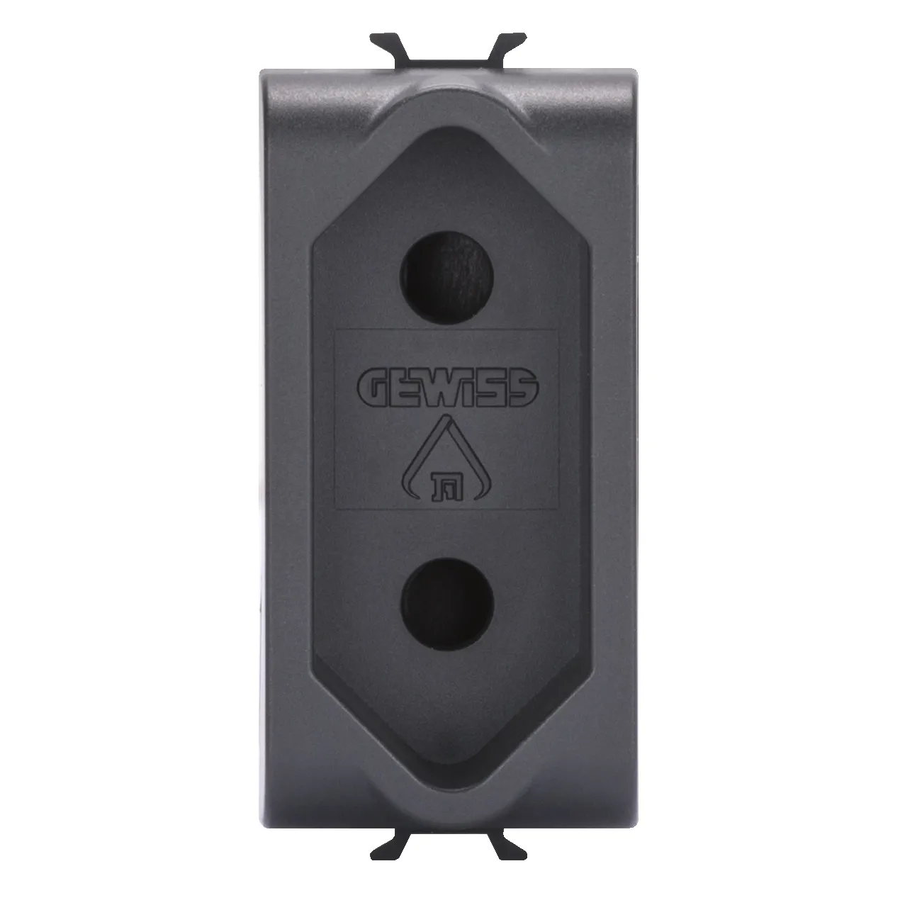 Priza, standard, Gewiss, Chorus, israeliana, 250V, c.a., 2P, 10A, 1, modul, negru, satinat, GW12282
