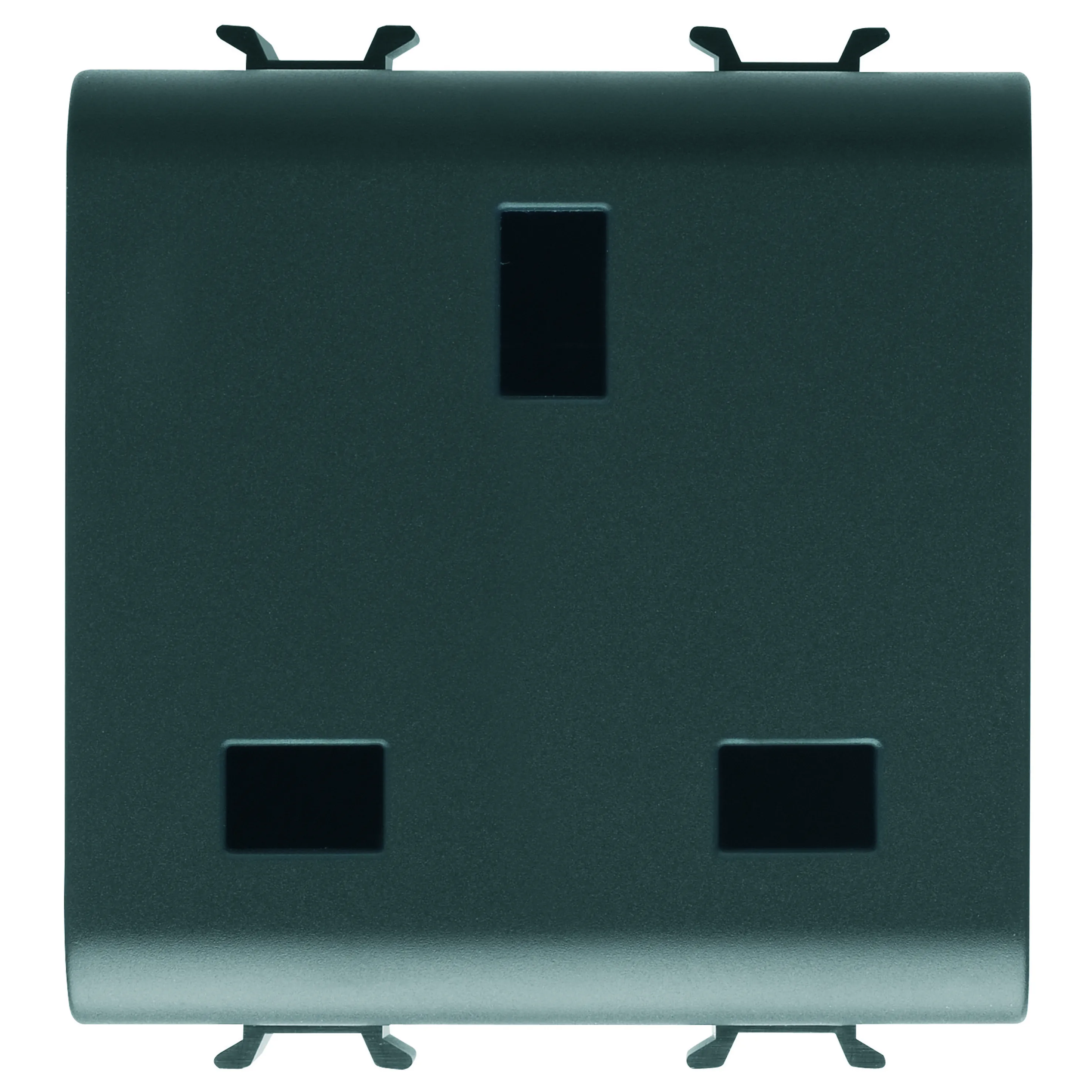 Priza, standard, Gewiss, Chorus, britanica, 250V, c.a., 2P+E, 13A, 2, circuite, negru, satinat, GW12296