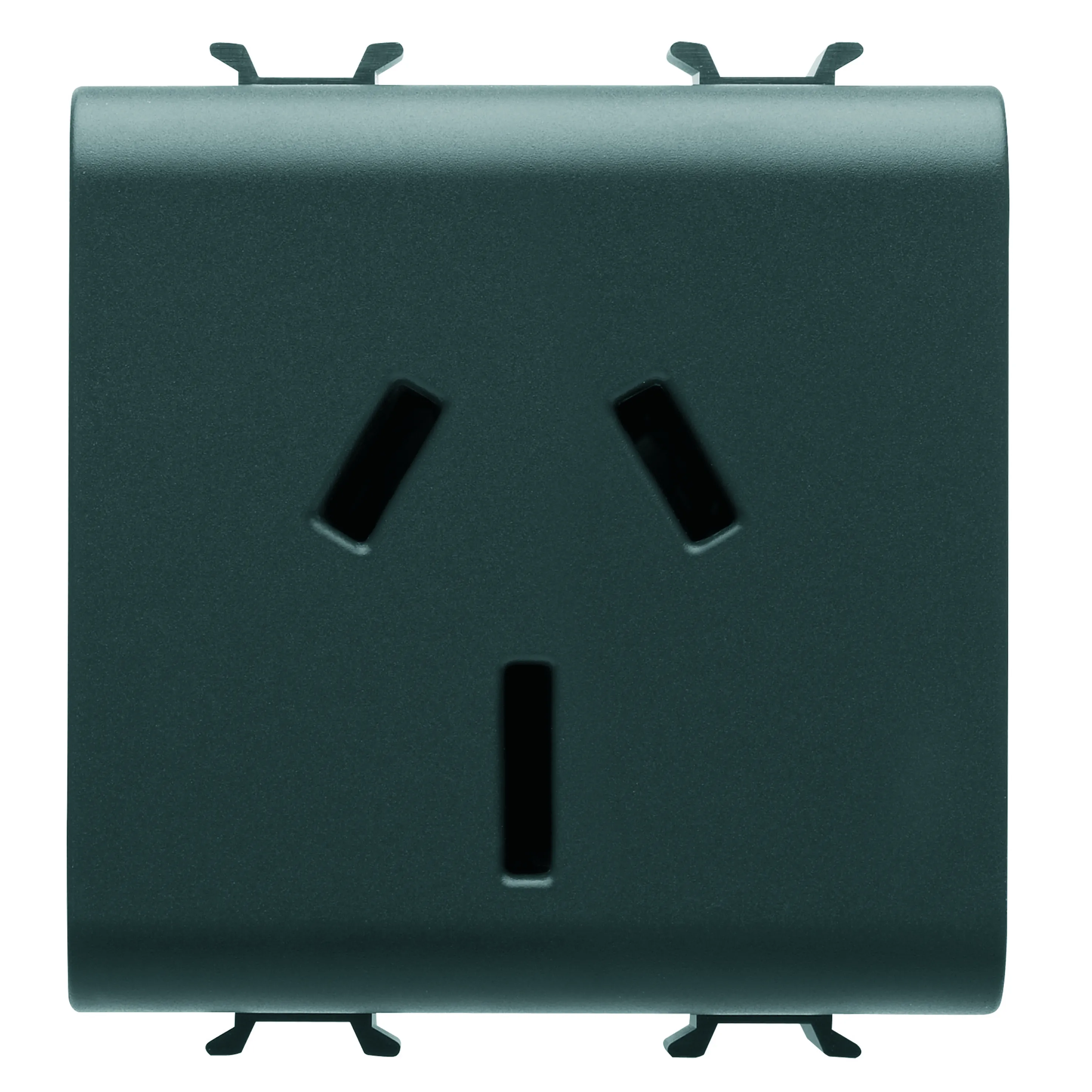 Priza, standard, Gewiss, Chorus, australiana, 250V, c.a., 2P+E, 15A, 2, module, negru, satinat, GW12307