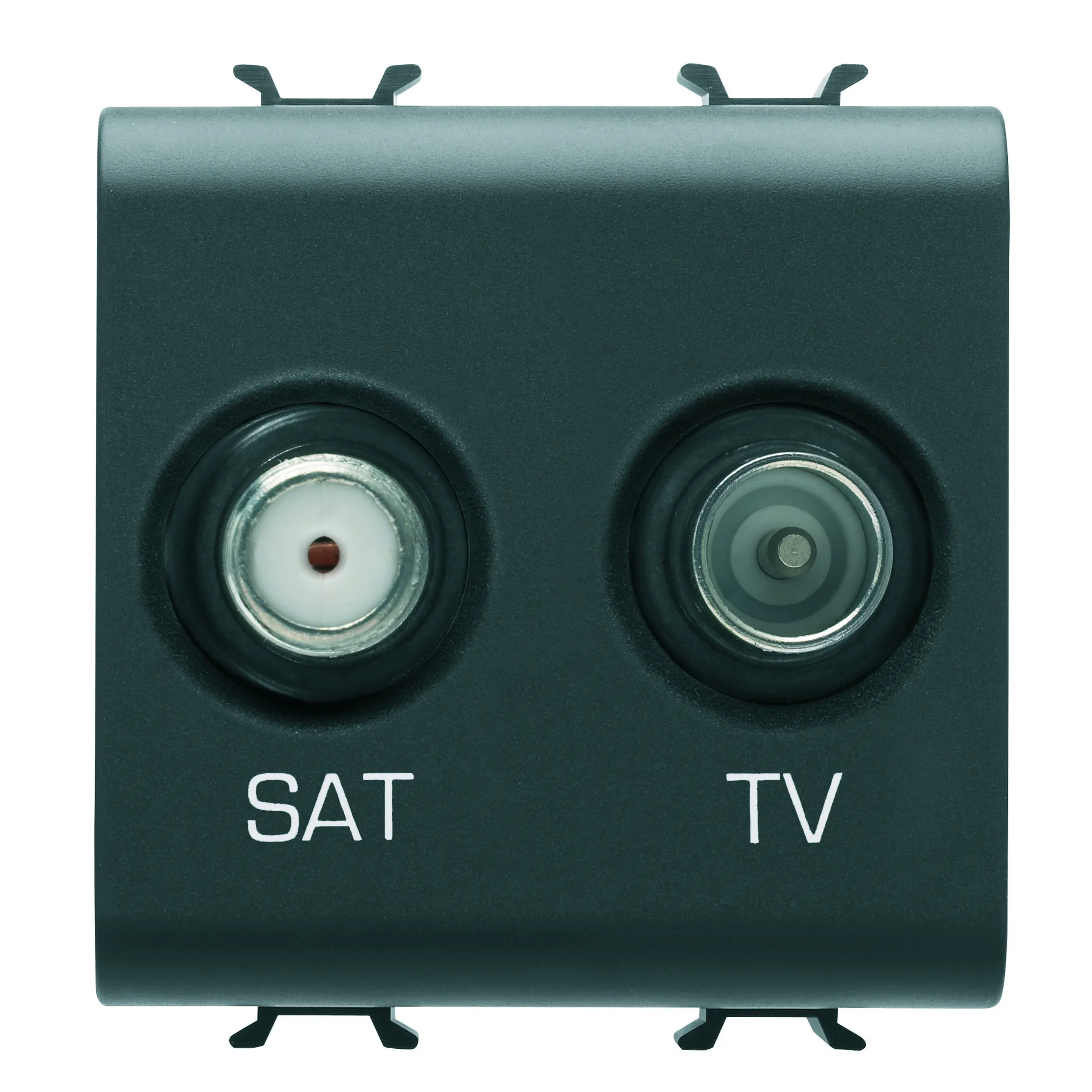 Priza, TV-SAT, Gewiss, Chorus, directa, 2, module, negru, satinat, GW12383
