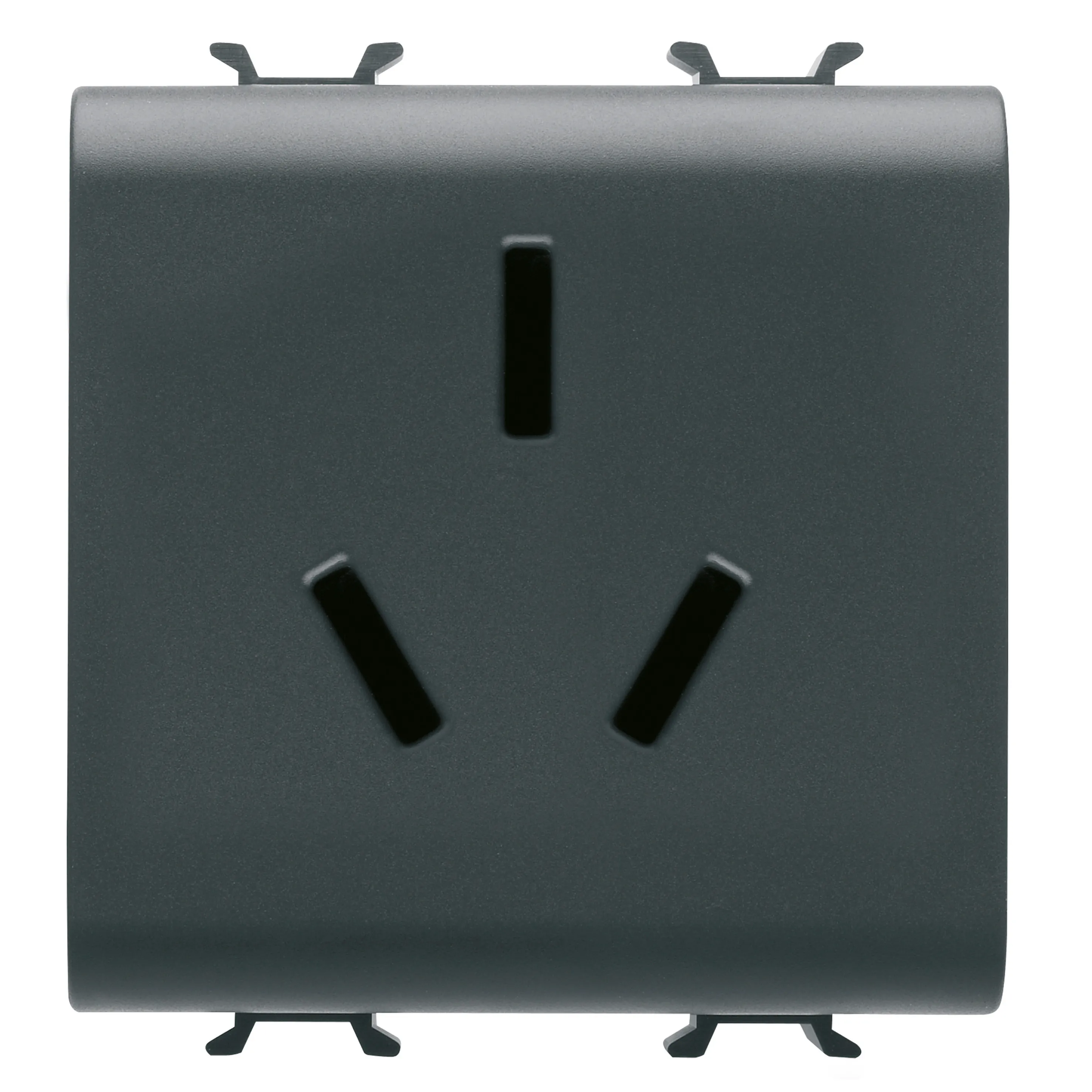 Priza, standard, Gewiss, Chorus, chineza, 250V, c.a., 2P+E, 16A, 2, module, negru, satinat, GW12392