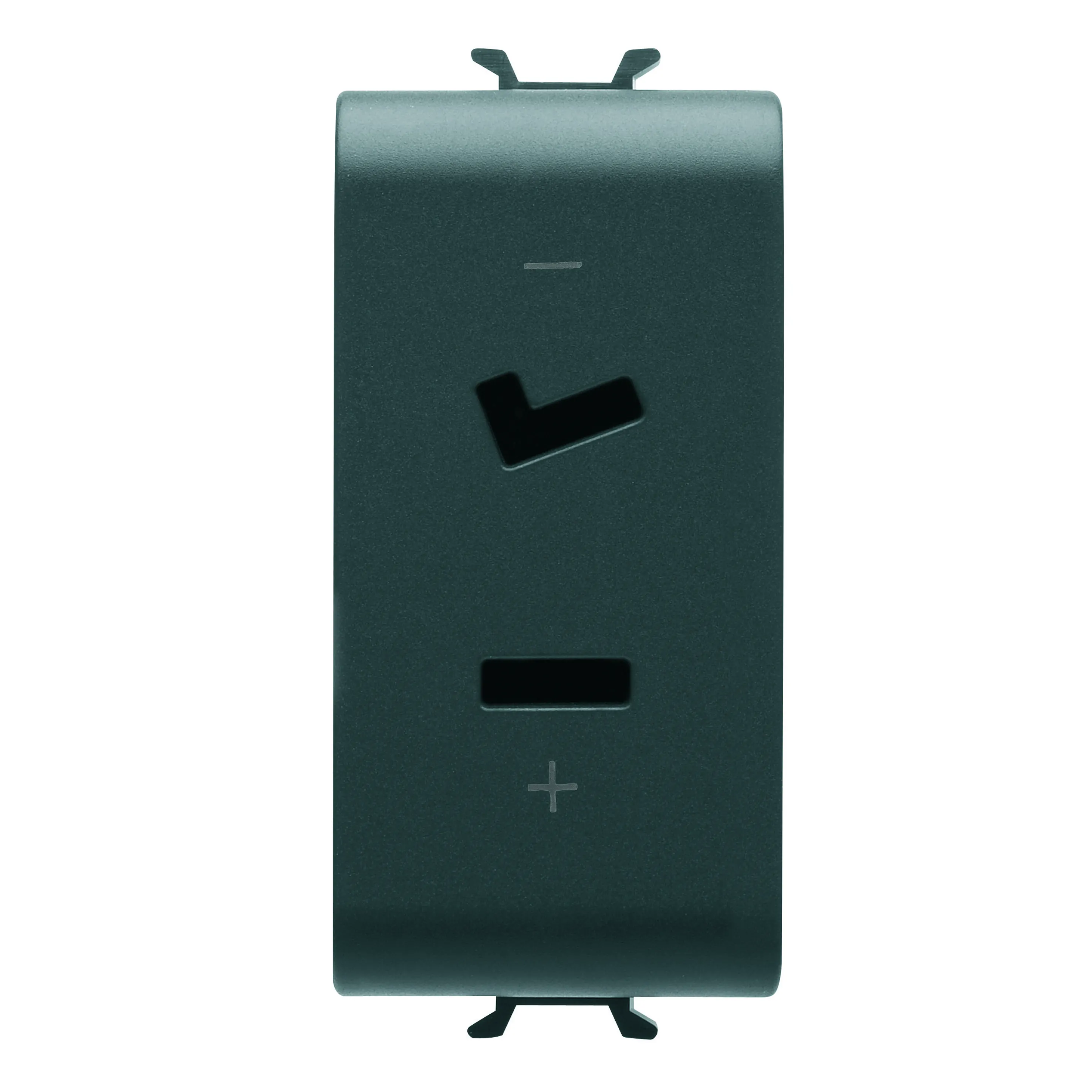 Priza, SELV, Gewiss, Chorus, 2P, 6A, 24V, polarizata, 1, modul, negru, satinat, GW12452