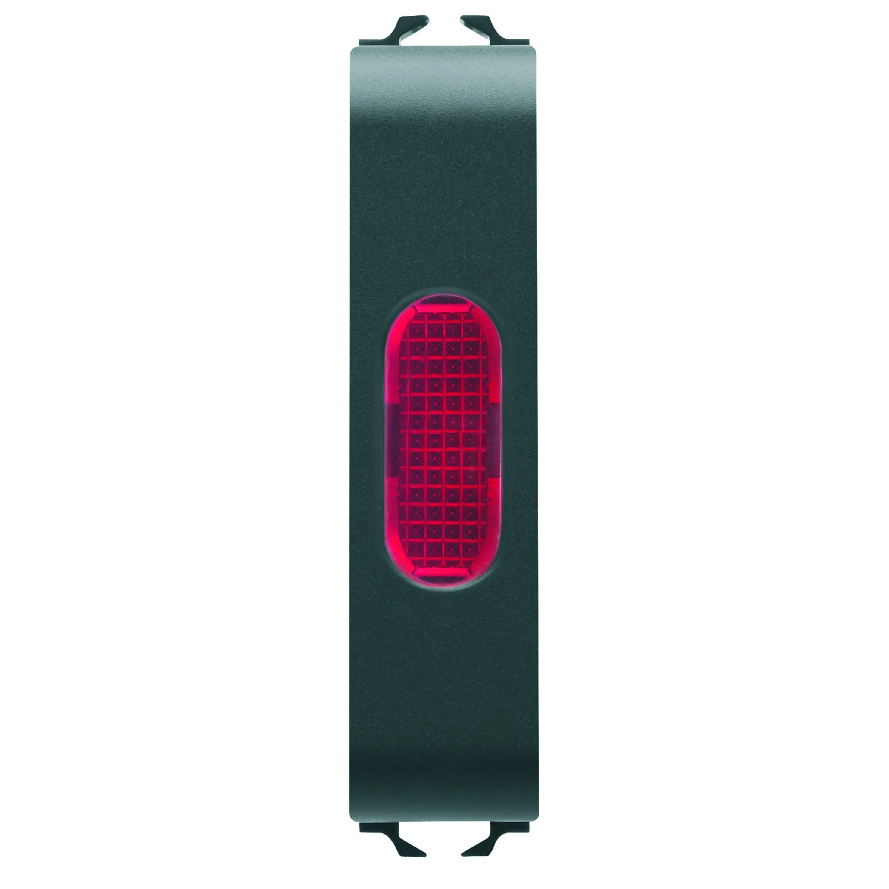 Lampa, indicatoare, simpla, rosu, 1/2, modul, negru, satinat, Gewiss, Chorus, GW12643