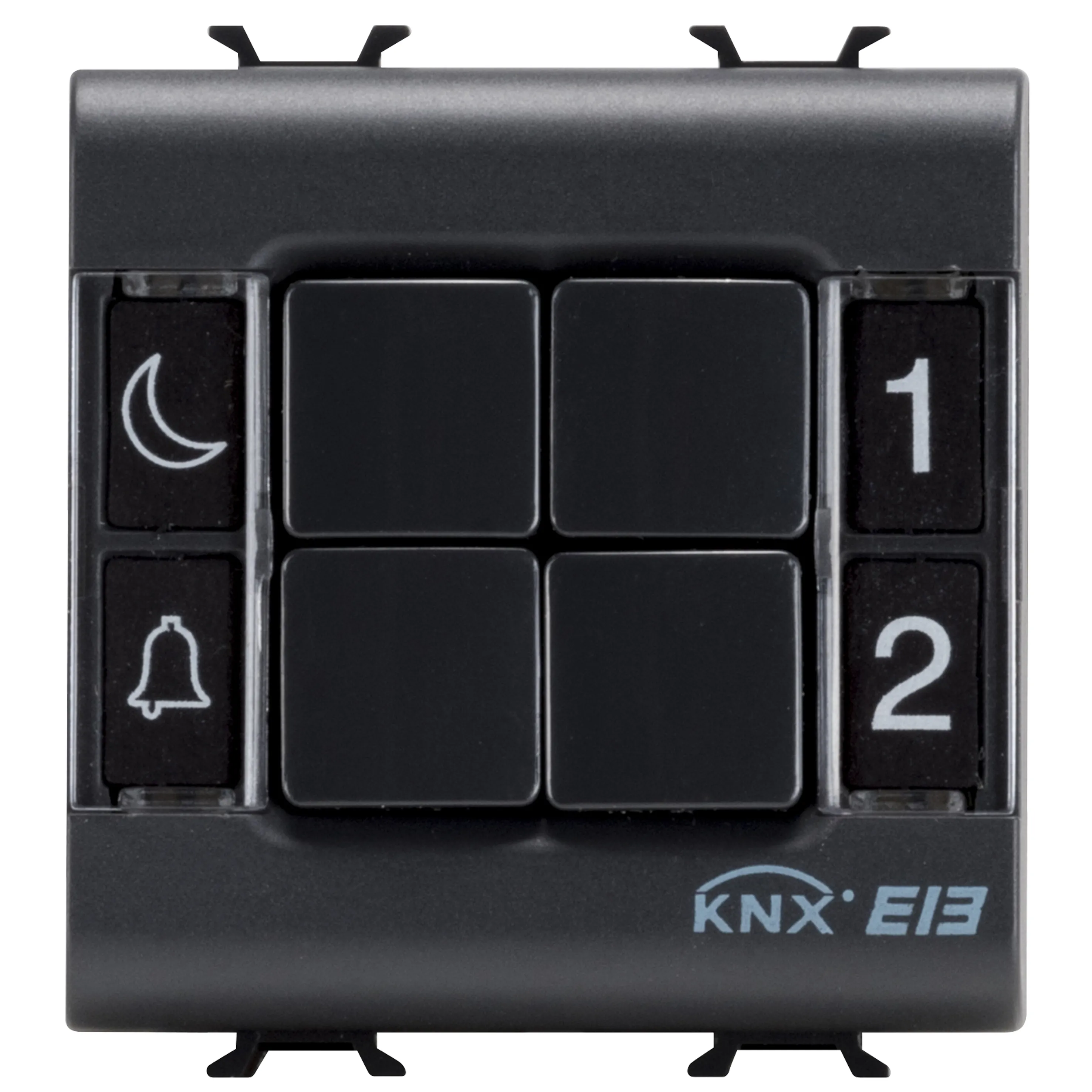 Panou, cu, butoane, KNX, 4, canale, 2, module, negru, satinat, Gewiss, Chorus, GW12782