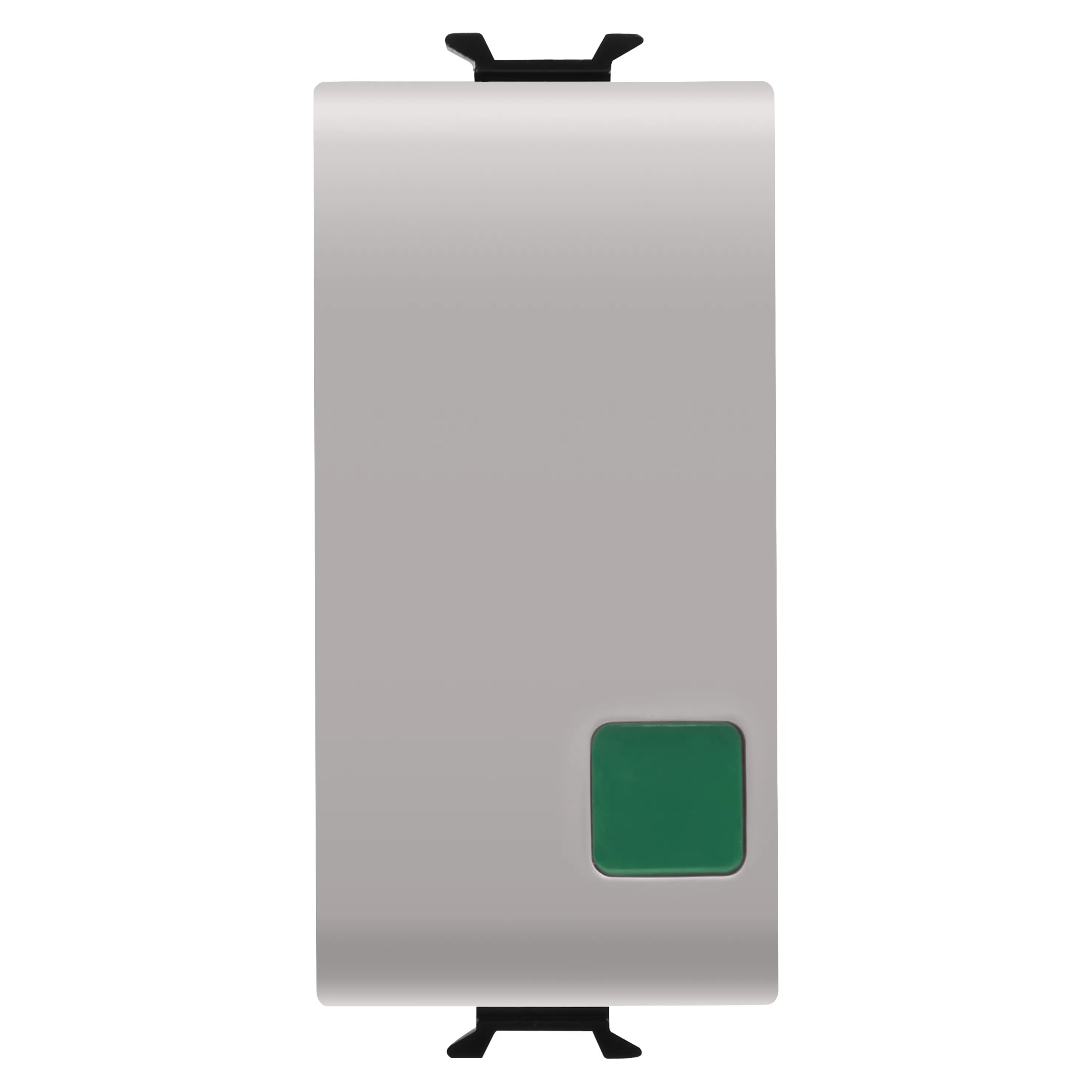 Buton, cu, revenire, 1P, 250V, ac, NO+NC, 16A, start, lentila, verde, 1, modul, bej, satinat, natural, Gewiss, Chorus, GW13139
