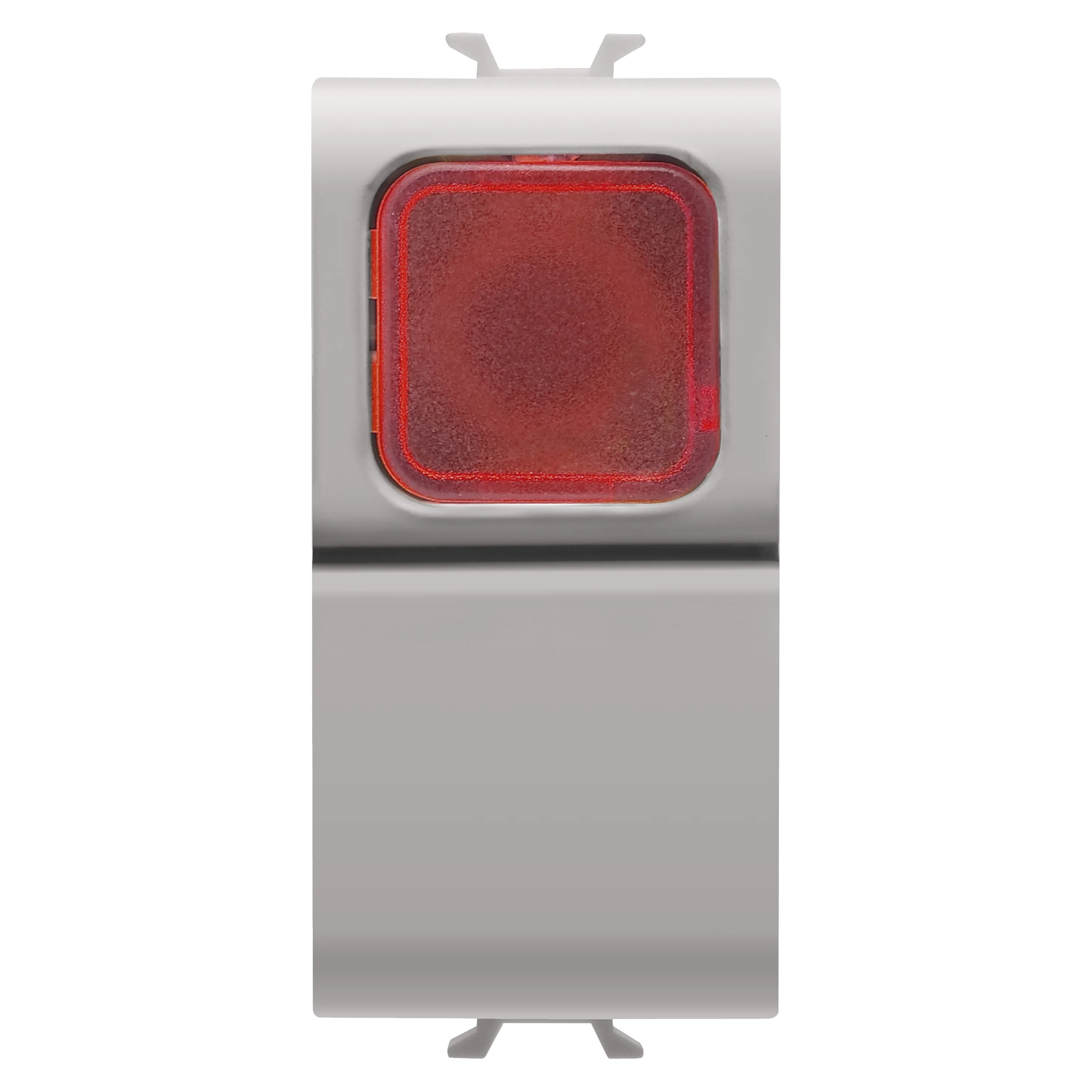Buton, cu, revenire, 1P, 250V, NO, 16A, difuzor, rosu, 1, modul, bej, satinat, natural, Gewiss, Chorus, GW13143