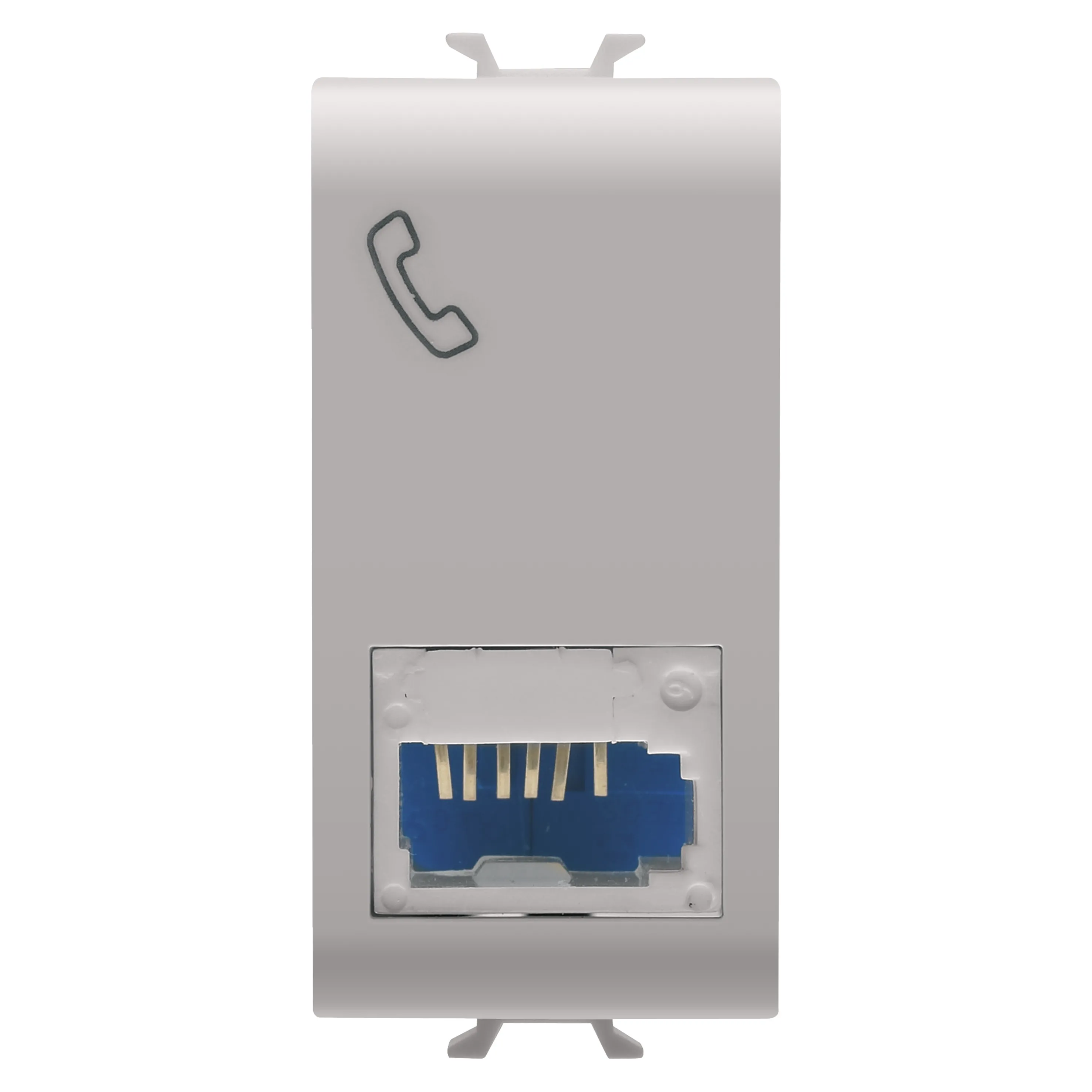 Priza, telefonica, standard, britanica, Gewiss, Chorus, 6, contacte, terminale, cu, insurubare, 1, modul, bej, satinat, natural, GW13406