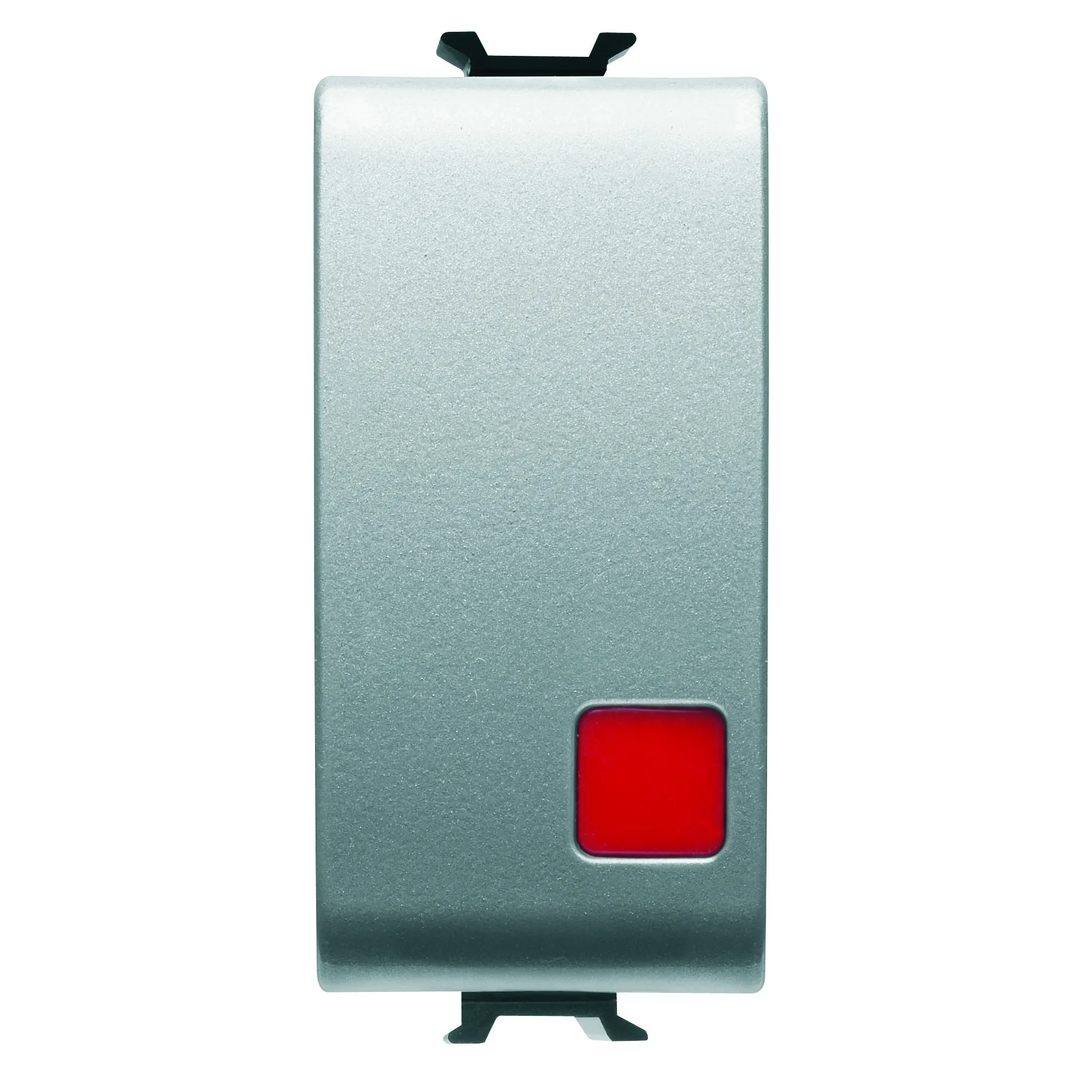 Buton, cu, revenire, 1P, 250V, c.a., NC+NO, 16A, stop, lentila, rosie, 1, modul, titan, Gewiss, Chorus, GW14138