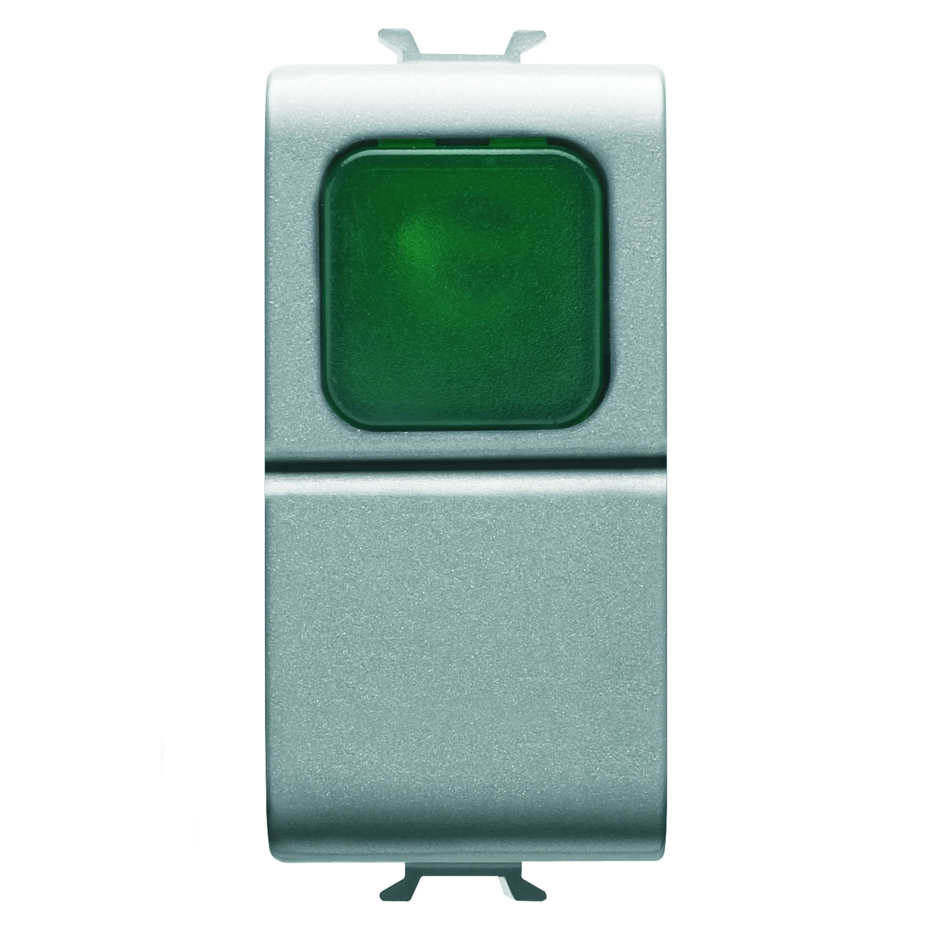 Buton, cu, revenire, 1P, 250V, NO, 16A, difuzor, verde, 1, modul, titan, Gewiss, Chorus, GW14142