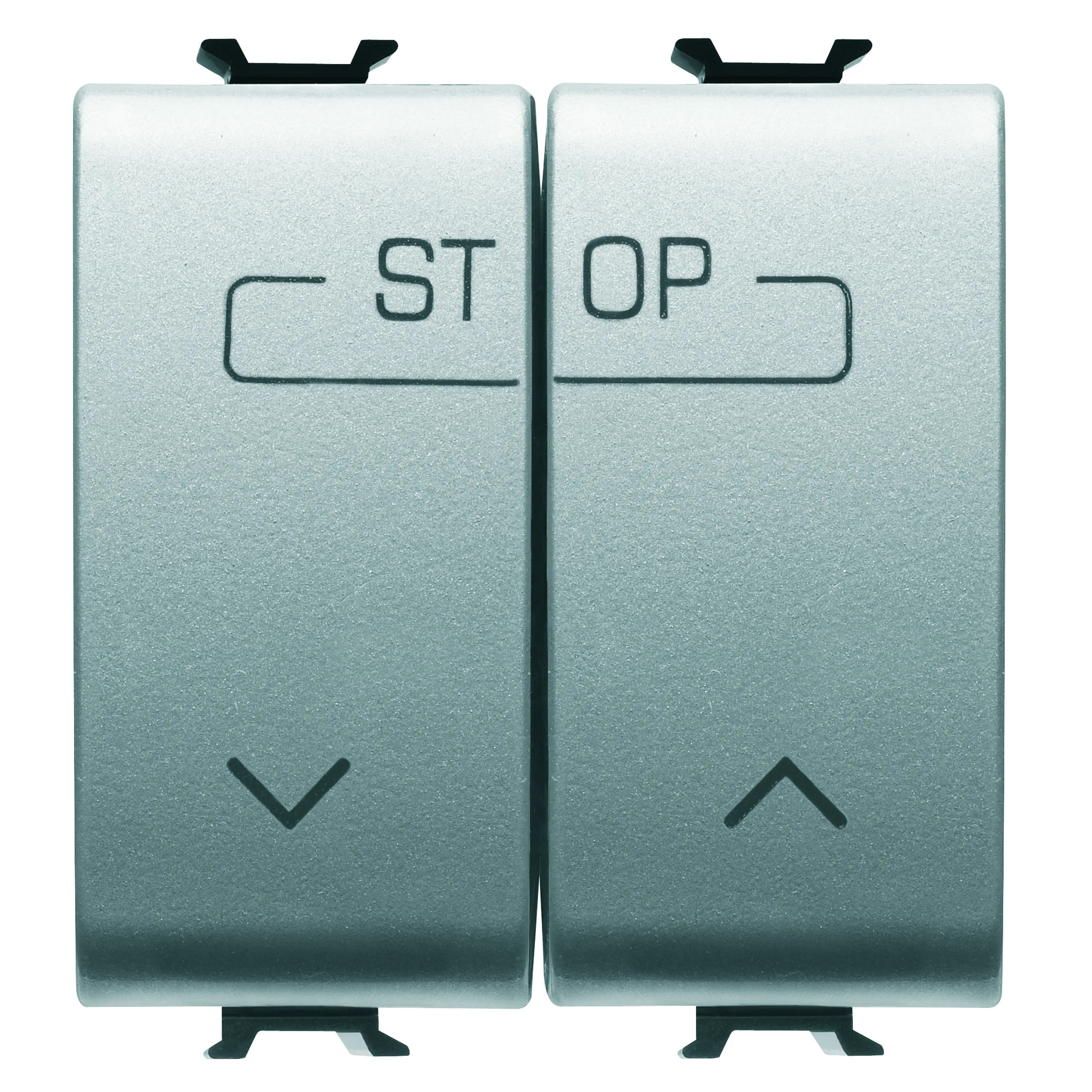 Buton, cu, revenire, dublu, 250V, borne, cablare, rapida, 1P, NO, 16A, simbol, up-down-stop, 2, module, titan, Gewiss, Chorus, GW14160F