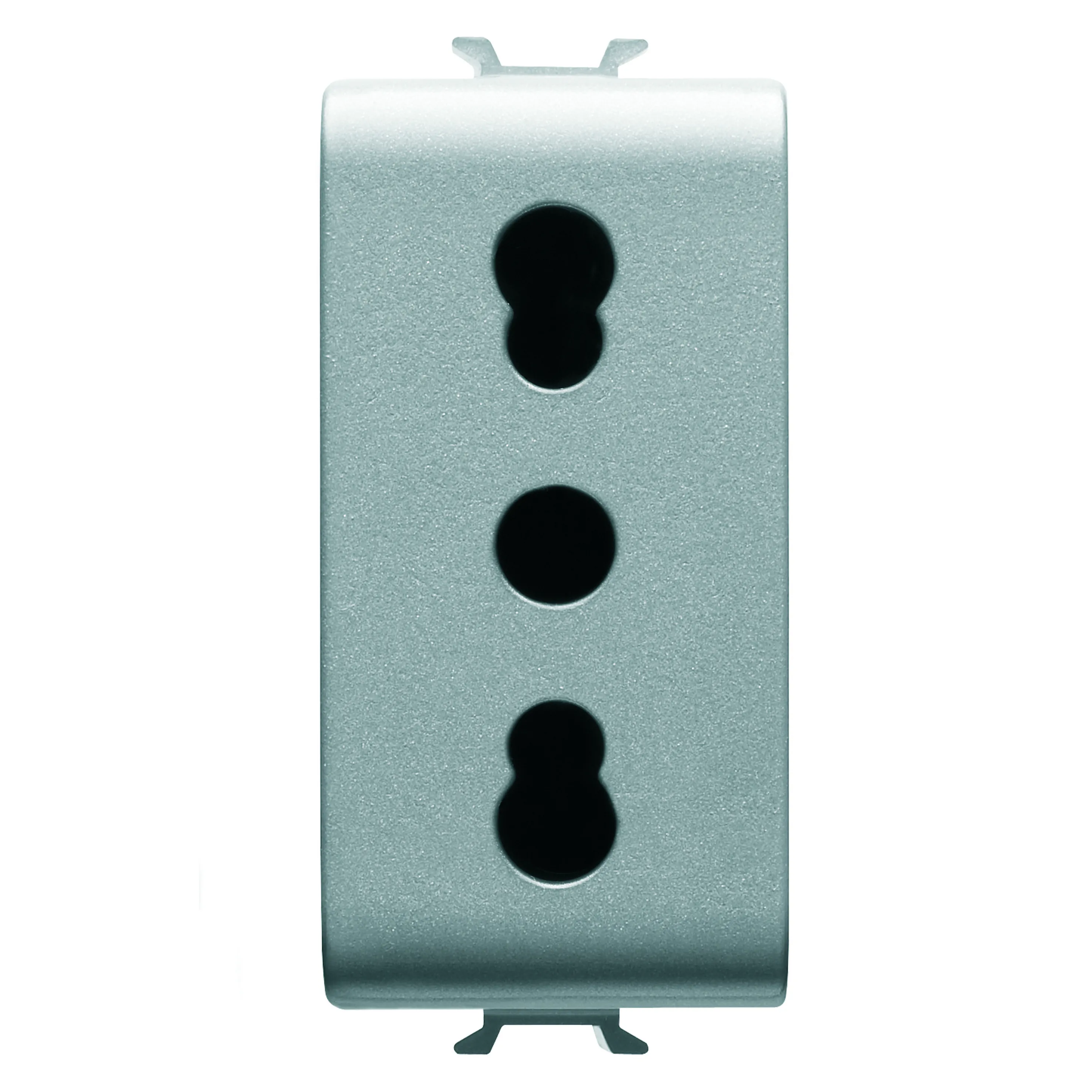 Priza, standard, Gewiss, Chorus, italiana, 250V, c.a., 2P+E, 16A, cu, amperaj, dublu, P11-P17, 1, modul, titan, GW14203
